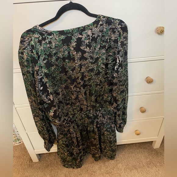 NWT White House Black Market Smocked Blouson Dress- Little Lead Burnout - Picture 3 of 16